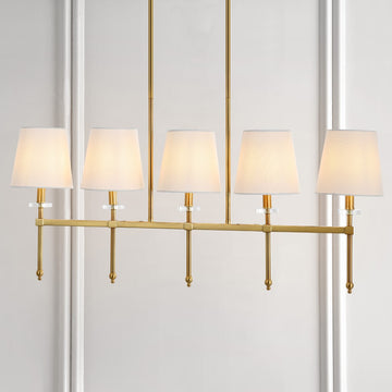 Sophie 38.5" Modern Midcentury Iron Linear LED Pendant - JONATHAN Y